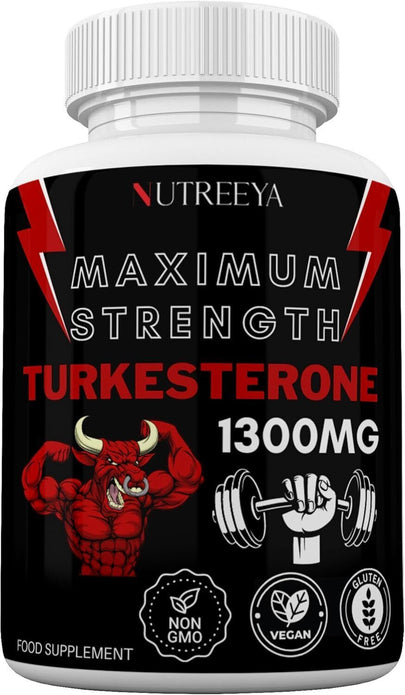 Turkesterone 1300mg 60 Pills Testosterone Booster Max Strength Potent   Vegan