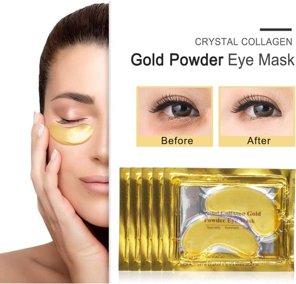 24K Gold Eye Pads (25 Pairs)  Anti-Aging Wrinkle Gel for Puffy Eyes & Dark Circl