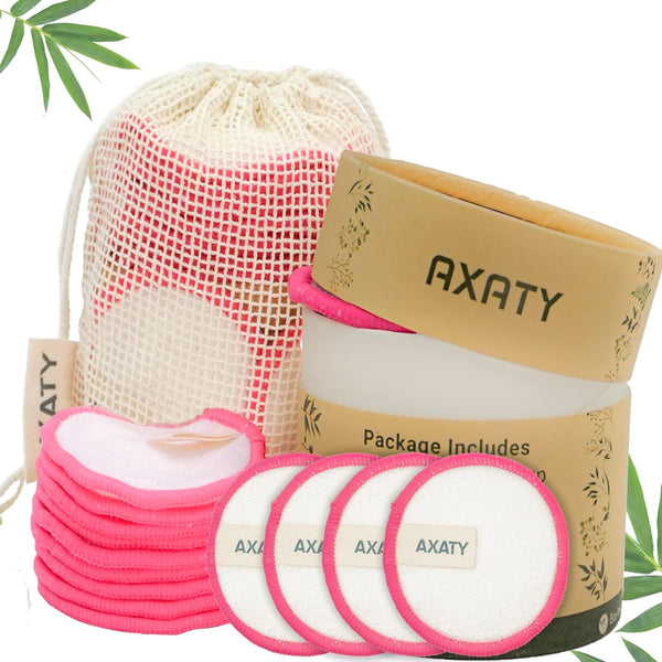 AXATY 3 Layers 20 Reusable Makeup Remover Pads Organic Bamboo Cotton Rounds Eco