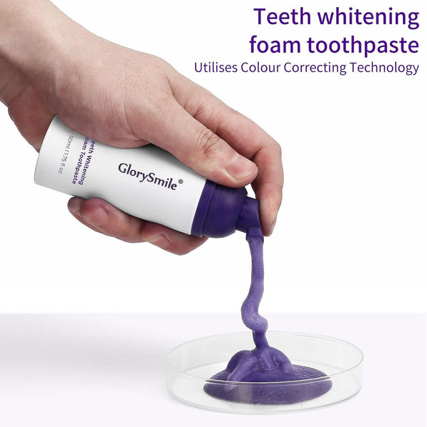 GlorySmile Purple Foam Toothpaste 50ml, Teeth Whitening & Bad Breath Defense