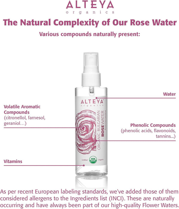 Alteya Organic Rose Water Spray 100ml Pure Rosa Damascena Hydrolat