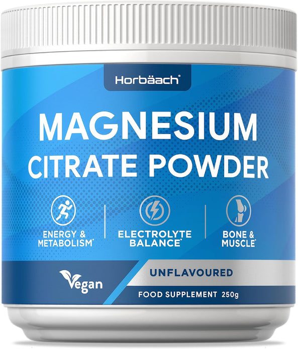 Horbaach Magnesium Citrate Powder 250g  High Strength  Vegan  EXP 06/25