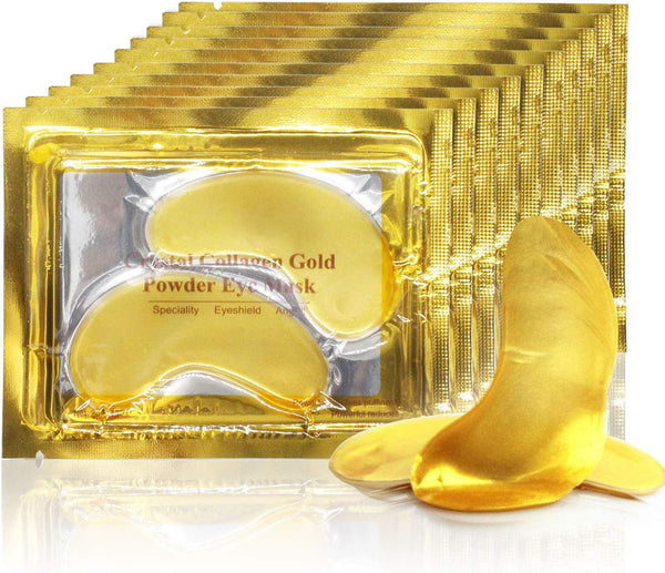 24K Gold Eye Pads (25 Pairs)  Anti-Aging Wrinkle Gel for Puffy Eyes & Dark Circl