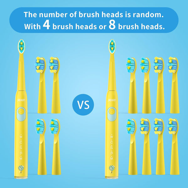 Rechargeable Kids Electric Toothbrush 2 Min Timer, 8 Brush Heads, Ages 3-12