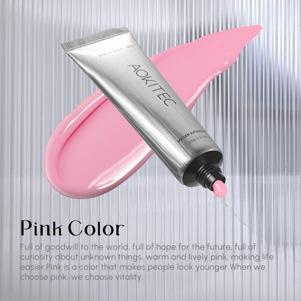 Aokitec Poly Gel (Pink  60ml) UV Nail Extension for Salon & DIY