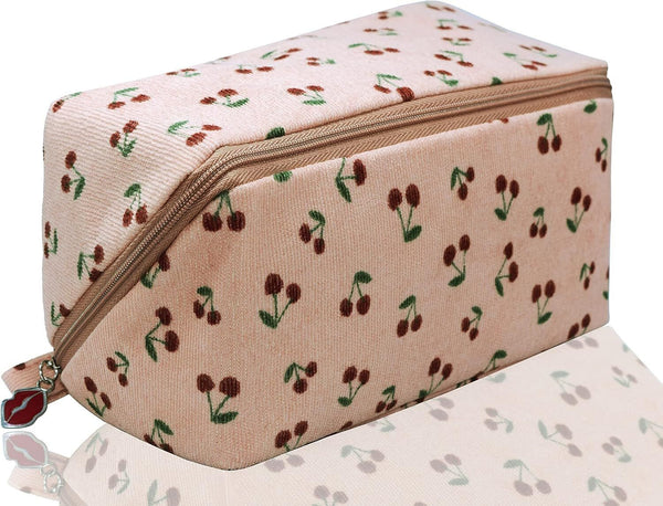 Moranse Waterproof Cosmetic Travel Makeup Bag  Pink Cherries