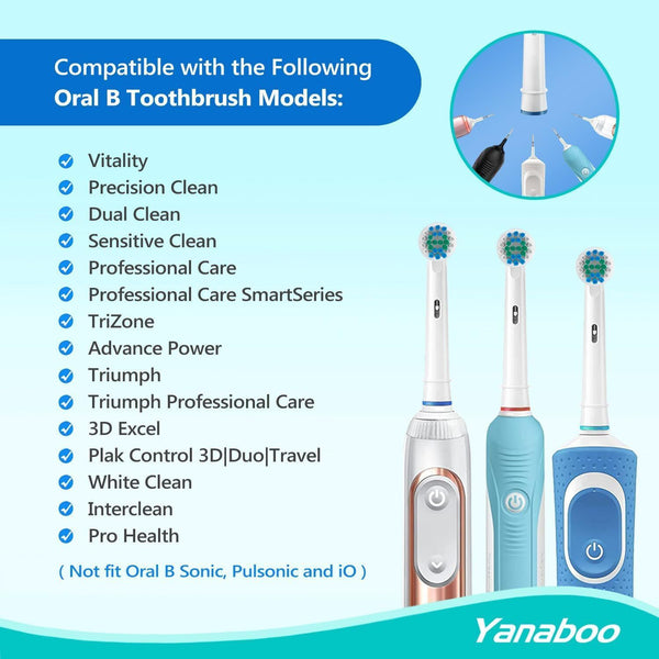 Yanaboo Brush Heads for Brau n Ora l-B Electric Toothbrush, 8-Pack