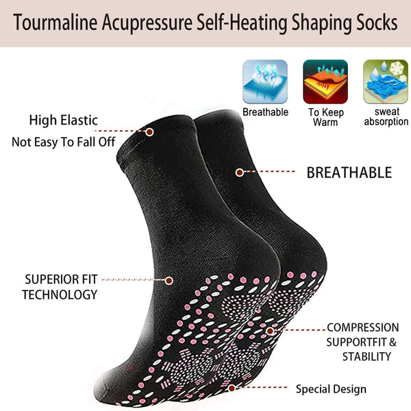 3-Pairs Self-Heating Socks (Tourmaline)  Winter Thermal for Men & Women