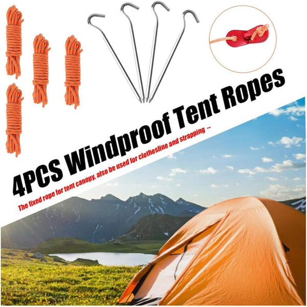 MIJH 4mm Reflective Tent Ropes Set  4 Pack for Camping & Hiking