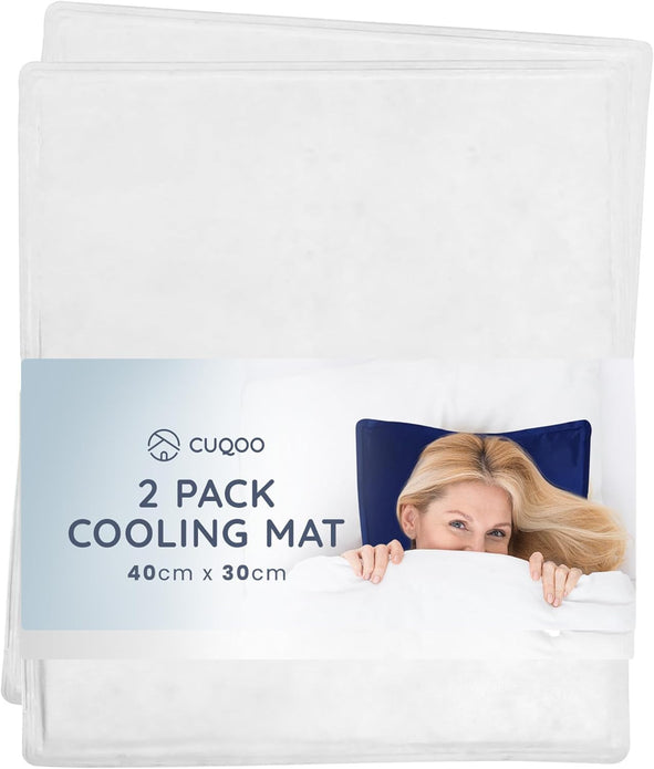 CUQOO 2-Pack Cooling Gel Pillow Pads (34x23cm  White) for Night Sweats