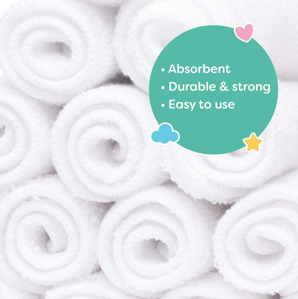 Little Gubbins 20-Pack Reusable Cotton Terry Baby Wipes
