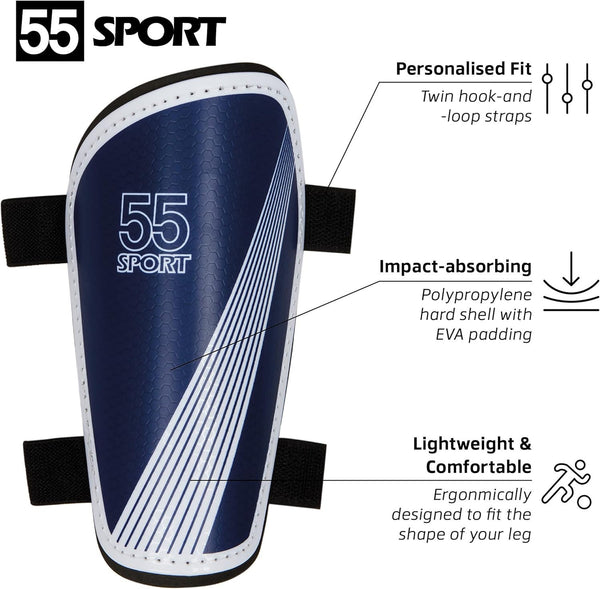 55 Sport Vortex Lite Protective Football Shin Guards  Large