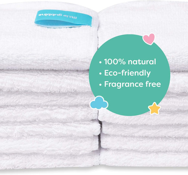 Little Gubbins 20-Pack Reusable Cotton Terry Baby Wipes