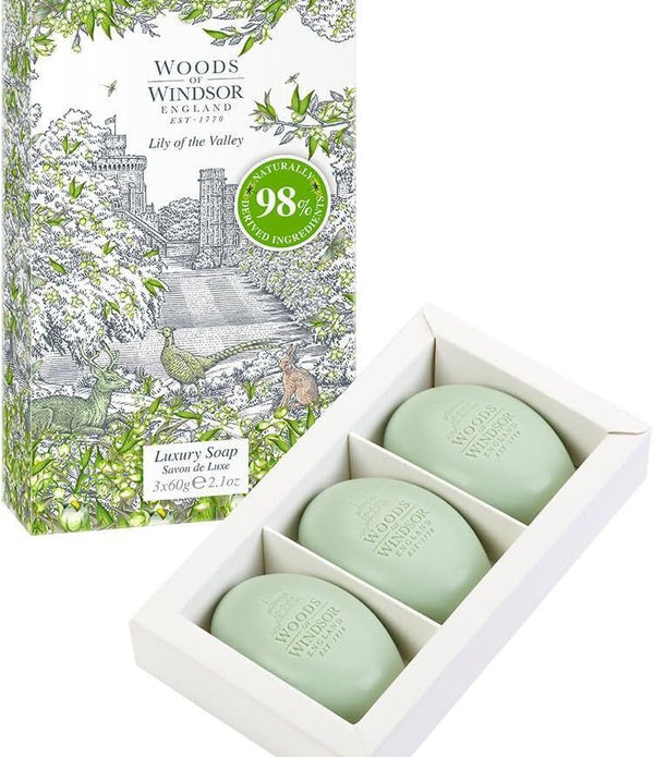 Woods of Windsor Lily of the Valley Luxury Soap, 3x60g