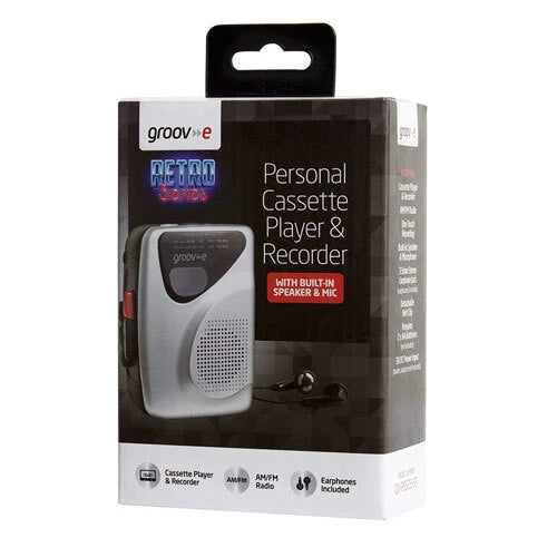 Groov-e Portable Retro Personal Cassette Player Recorder Speaker Microphone