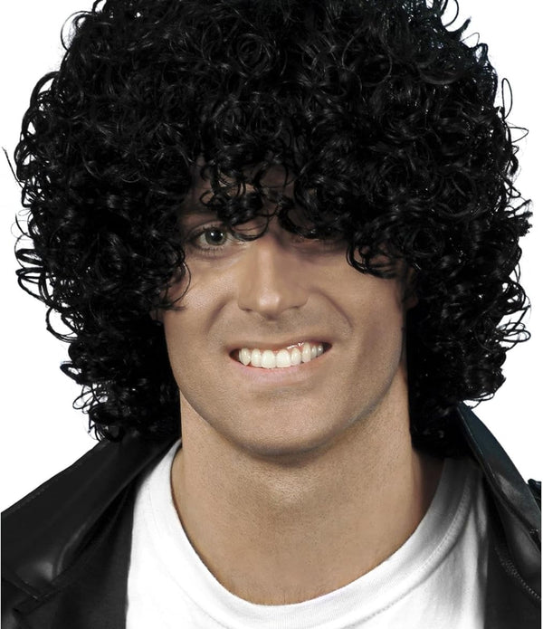 Smiffys Afro Wet Look Black Curly Wig