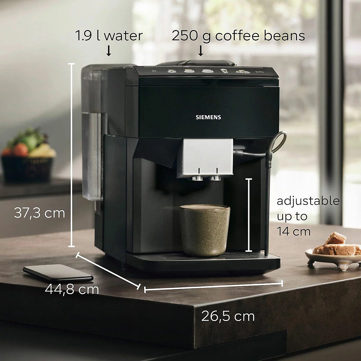 Siemens EQ500 TP513GB9 Bean to Cup Coffee Machine - Piano Black