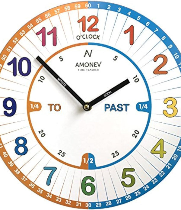 Amonev VS1 Time Teacher clock Children Wall Clock is a Easy to Read clock - Rebx.co.uk