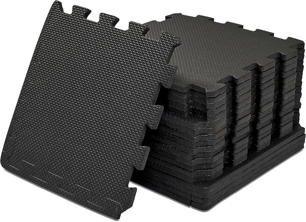 12pc Black Interlocking Eva Mat Soft Foam Floor Exercise Kid Play Mats 30 X 30cm - Rebx.co.uk