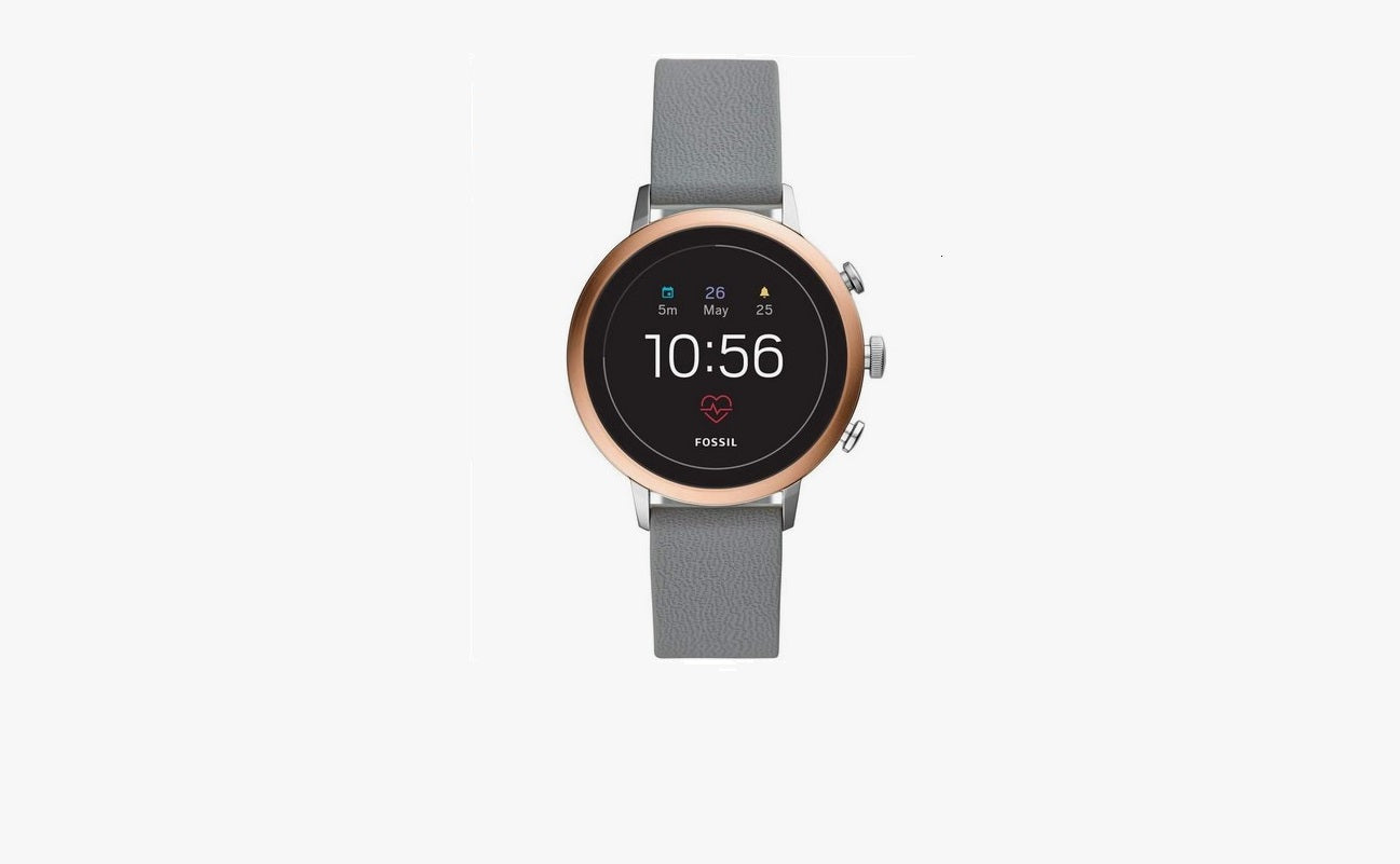 FOSSIL Venture FTW6016 Smartwatch - Rose Gold, Grey Silicone Strap 