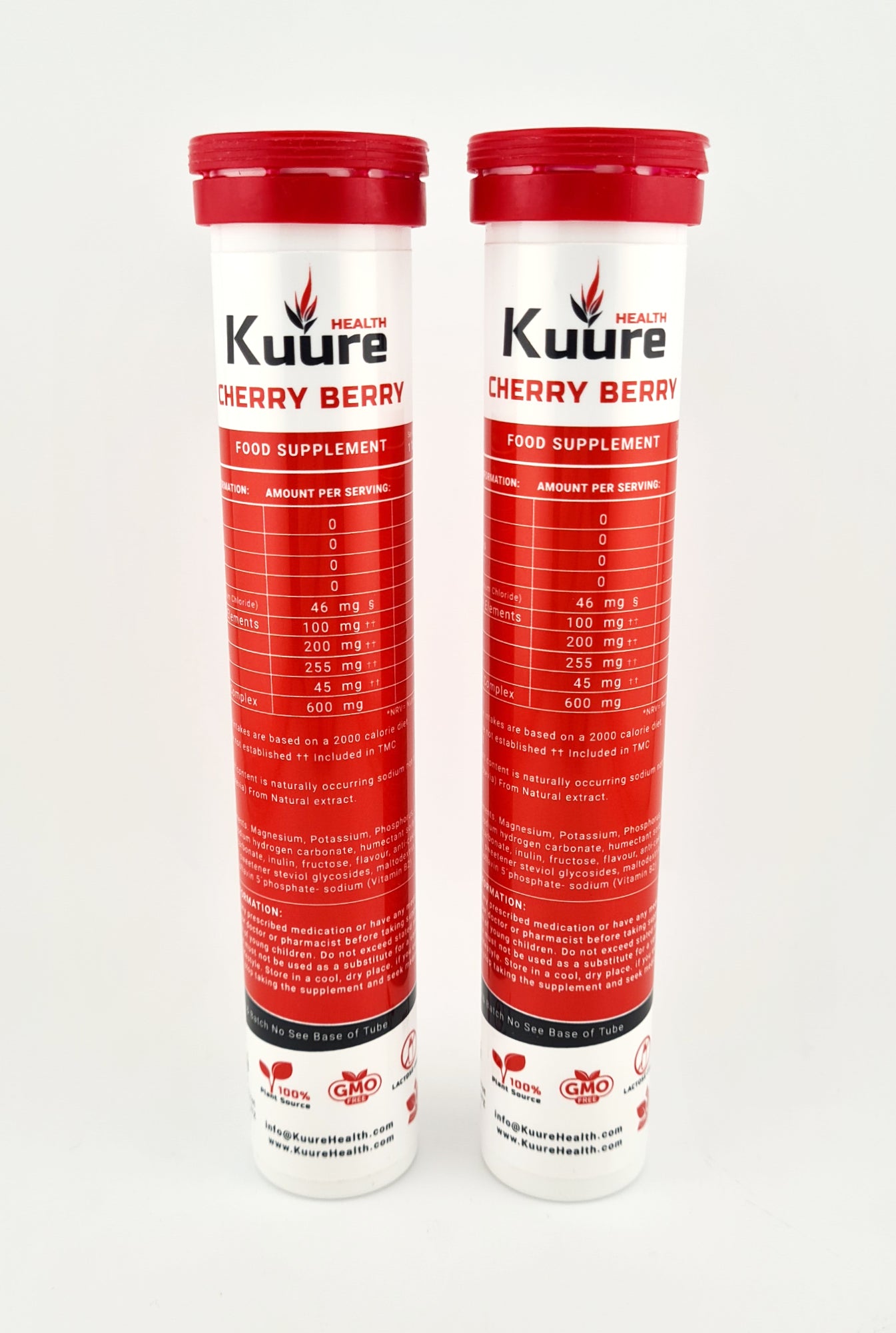 Kuure Plant Derived Sizzling Minerals , Effervescent / Cherry 2 x Tubes 30 tabs