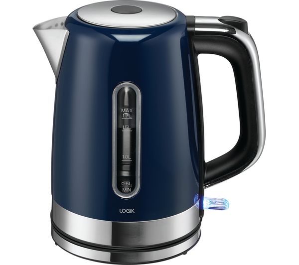 Logik L17SKBU21 Jug Kettle Black Fast Boil 1.7L 3kW 3000W - Blue - GOOD - Rebx.co.uk