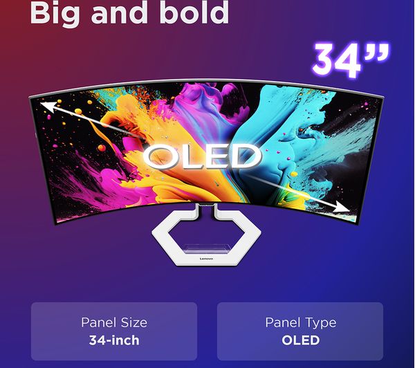 LENOVO Legion Pro 34WD-10 Quad HD 34" OLED Gaming Monitor - White