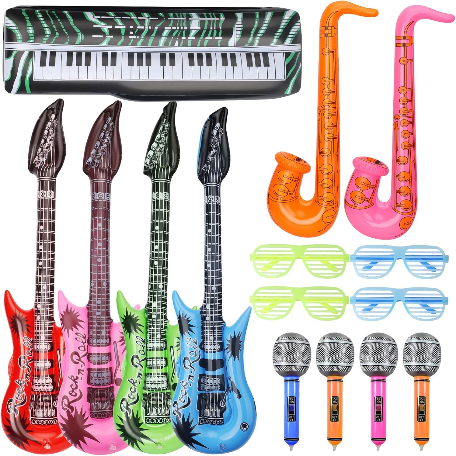 15 Pcs Inflatable Microphone Guitar Musical Instrument Trumpet Saxophone Toy