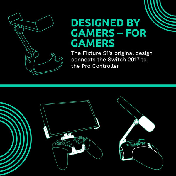 Fixture S1 Nintendo Switch & Pro Controller Gaming Mount, Grey, S1-01G