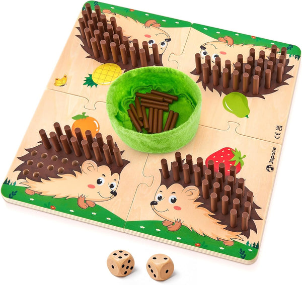 Japace Hedgehog Toy Dice Game, Wooden Board Game Montessori Learning Toy - NEW - Rebx.co.uk