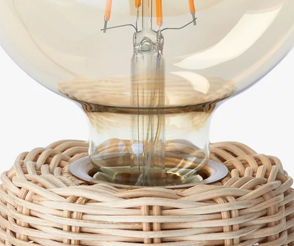 John Lewis Rattan Bulb-Holder Table Lamp, Natural - BULB NOT INCLUDED