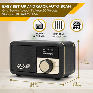 Roberts Revival Petite 2 DAB/DAB+/FM Radio - Black