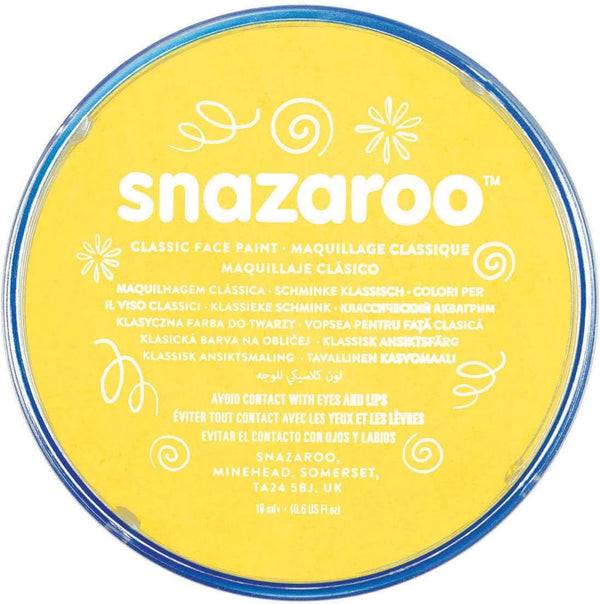 Snazaroo Classic Face and Body Paint for Kids and Adults, Bright Yellow Colour, Water Based, Easily Washable, Non-Toxic, Makeup, Body Painting for Parties, for Ages 3+, Packaging May Vary - BRIGHT YELLOW - Rebx.co.uk