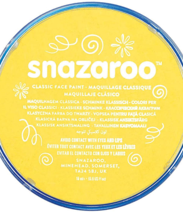 Snazaroo Classic Face and Body Paint for Kids and Adults, Bright Yellow Colour, Water Based, Easily Washable, Non-Toxic, Makeup, Body Painting for Parties, for Ages 3+, Packaging May Vary - BRIGHT YELLOW - Rebx.co.uk