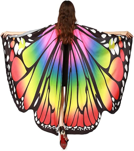 Fabric Butterfly Shawl Wings Costume Girls Cosplay Women's Polyester Cloak