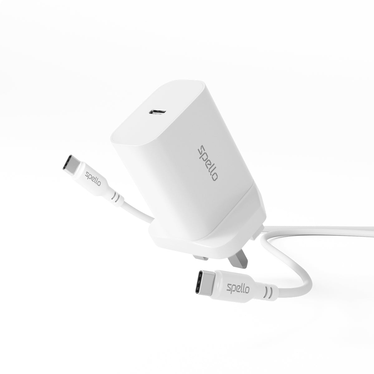 Spello USB-C Bundle, USB-C Cable & 20W PD Charger, 20W Power Delivery 1m