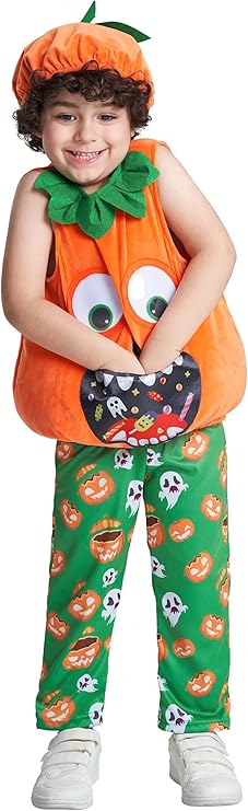 Kids Toddler Halloween Pumpkin Costume Girls Boys Puffy Lantern Face - 2/3years