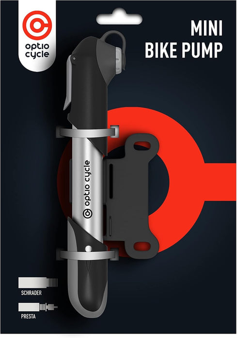 Mini Bike Pump Optio Cycle Small Bike Pump 120 PSI / 8.3 Bar | Presta Valve & Schrader - Rebx.co.uk