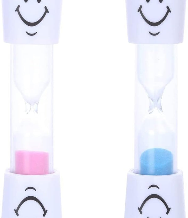 Set of 2 Hourglass Timers Smiley Toothbrush Hourglass Colourful Sand Egg Timer Hourglass Timer for Kitchen Children Teeth Brushing Home, Office and Play Timer (Pink + Blue, Approx. 3 Minutes) - Rebx.co.uk