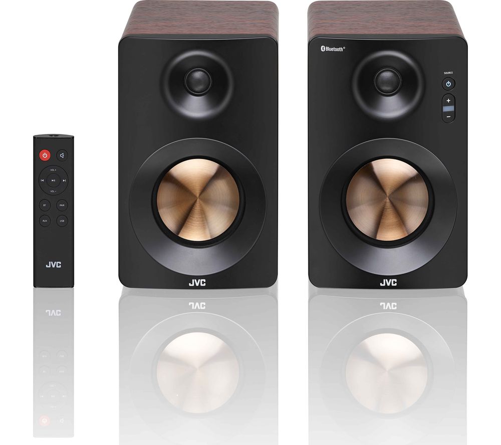 JVC XS-D629BM 2.0 Bluetooth Bookshelf Speakers - Walnut, Brown,Black