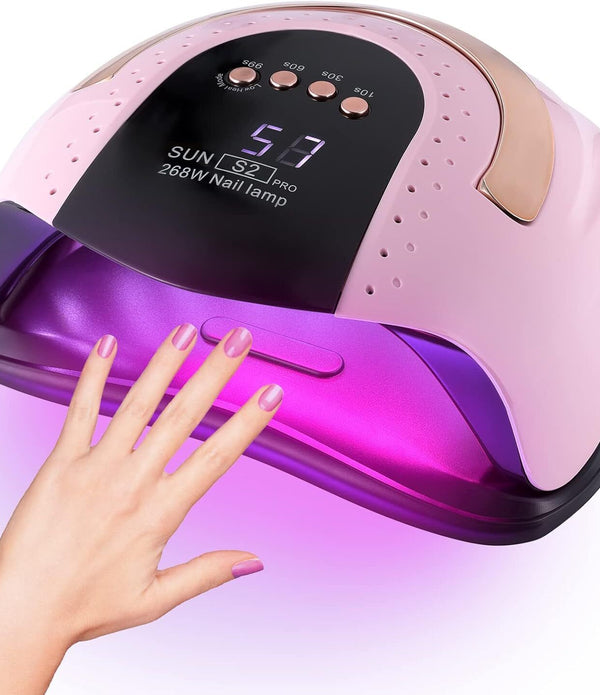 268W UV LED Light Lamp Nail Dryer for Gel Polish with 57 pcs Dual Light Beads 4 Timer Setting and Automatic Sensor - Rebx.co.uk