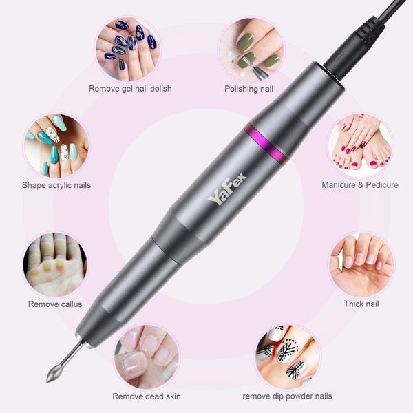 Electric Nail Files, Professional Electric Nail Drill for Acrylic Nail Gel, Portable 20000 RPM - Rebx.co.uk